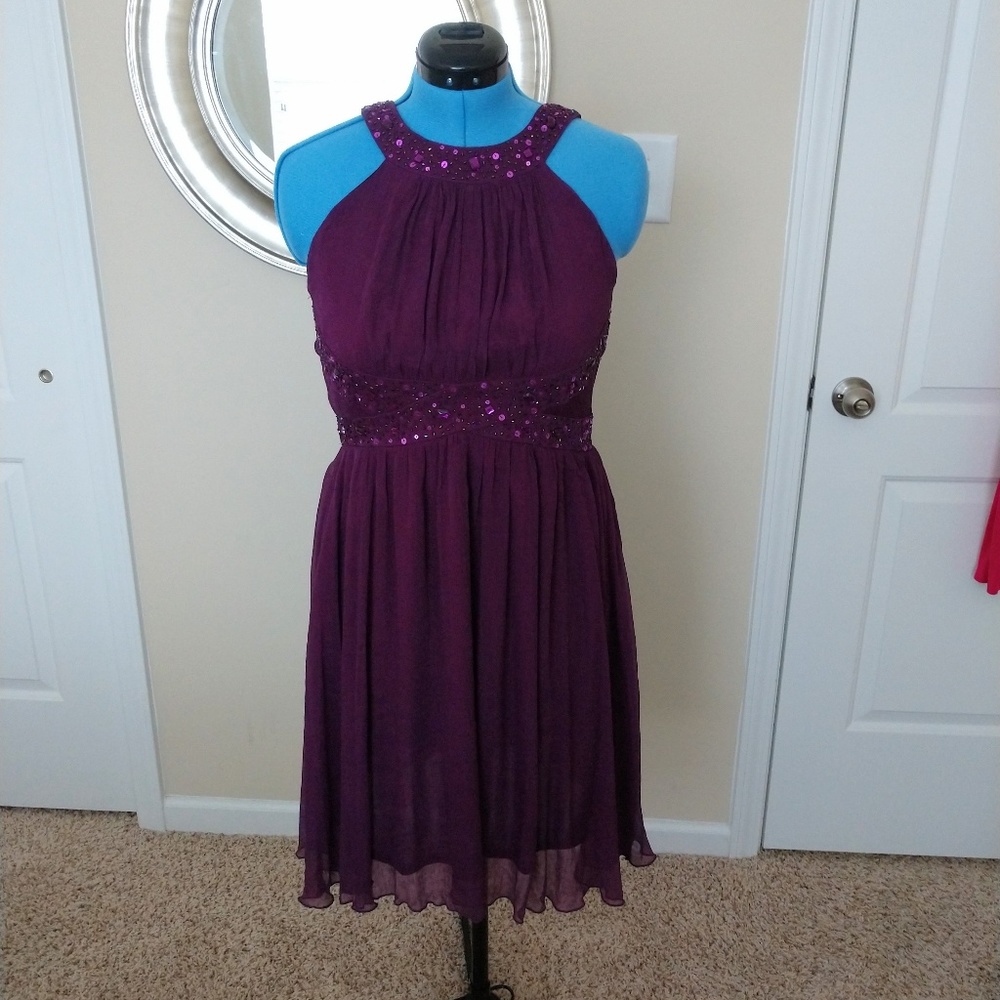 Toi et Moi Dark Purple Sequin Dress Size Large